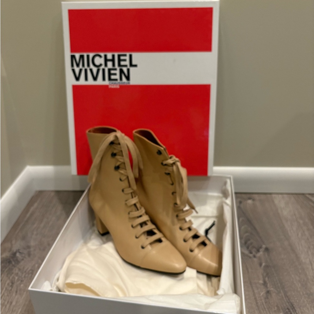 Michel Vivien Addison Granny Lace Up New Boots SZ 36